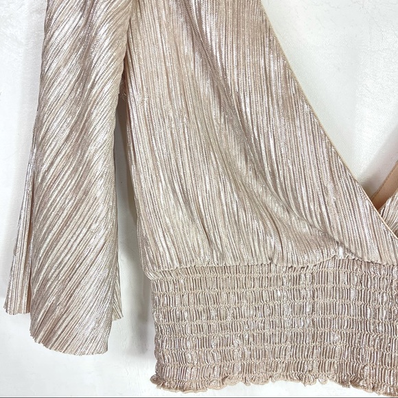 Forever 21 Metallic Crop Top Deep V-Neck Plunge Mock Wrap - Picture 7 of 9